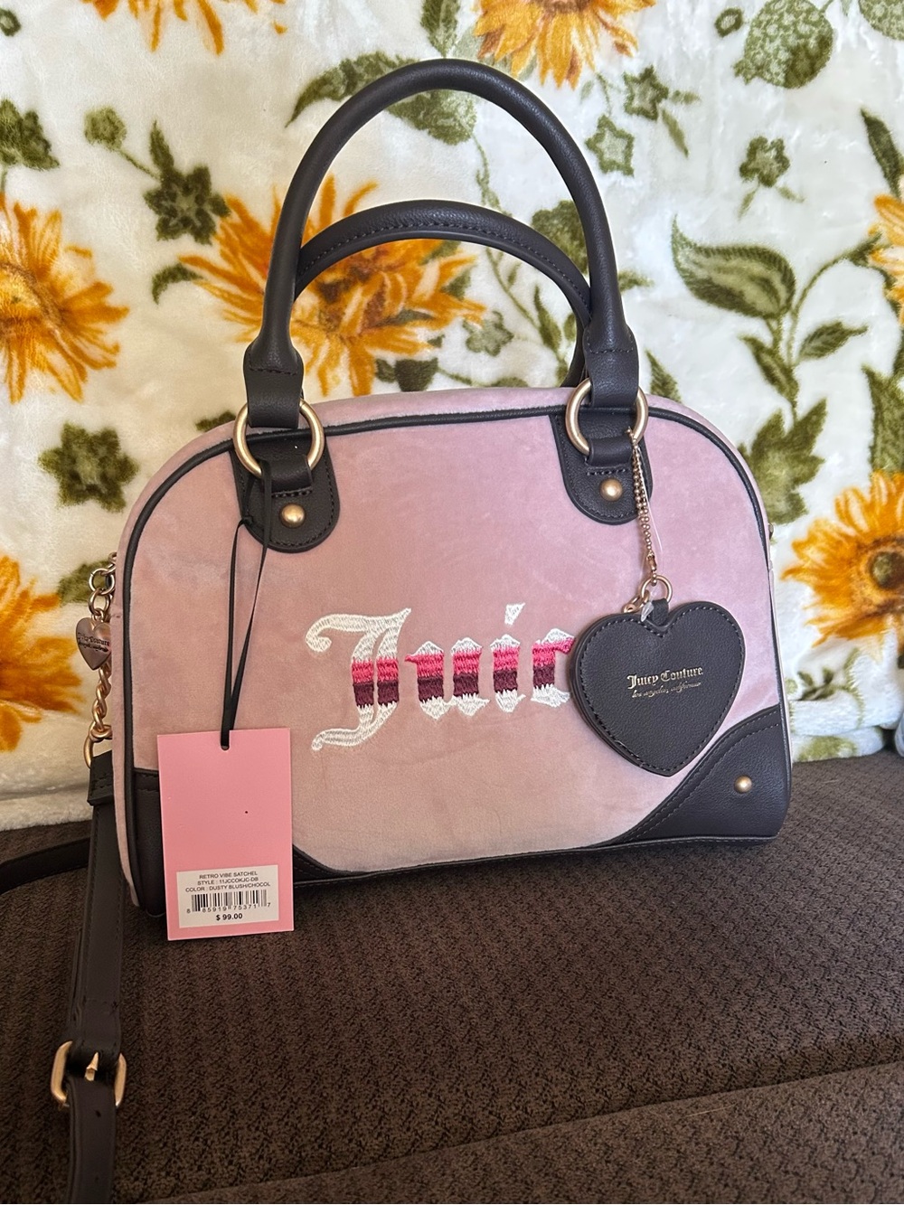 Juicy Couture Retro Vibe Satchel Dusty Pink Velour NWT